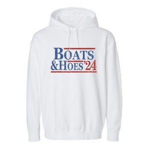 Boats And Hoes 2024 Funny Summer Beach Vacation Garment-Dyed Fleece Hoodie