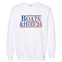 Boats And Hoes 2024 Funny Summer Beach Vacation Garment-Dyed Sweatshirt