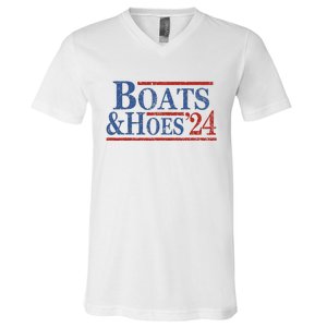 Boats And Hoes 2024 Funny Summer Beach Vacation V-Neck T-Shirt