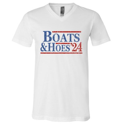 Boats And Hoes 2024 Funny Summer Beach Vacation V-Neck T-Shirt