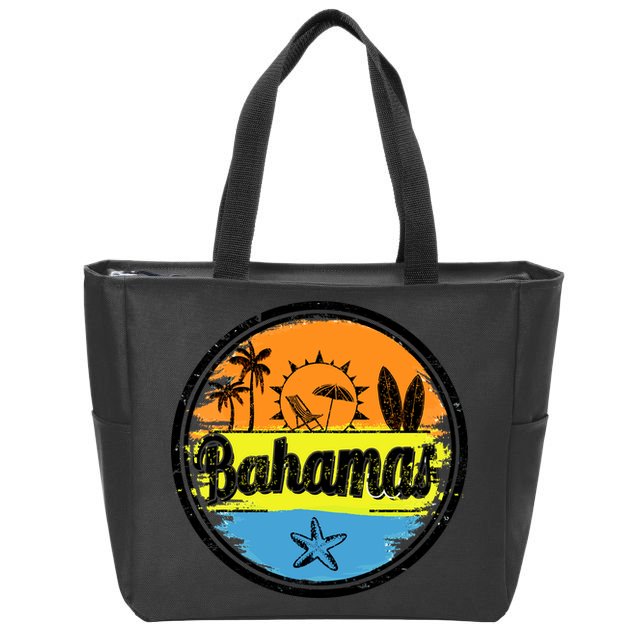 Bahamas Retro Circle Zip Tote Bag