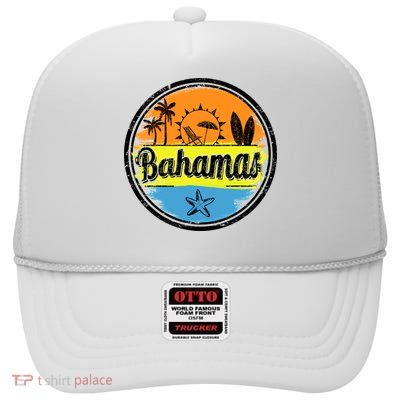 Bahamas Retro Circle High Crown Mesh Back Trucker Hat