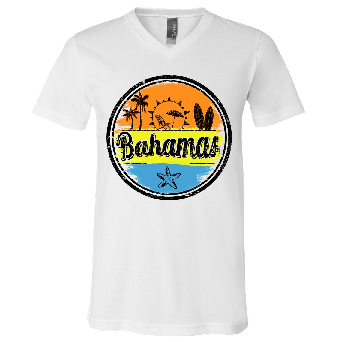 Bahamas Retro Circle V-Neck T-Shirt