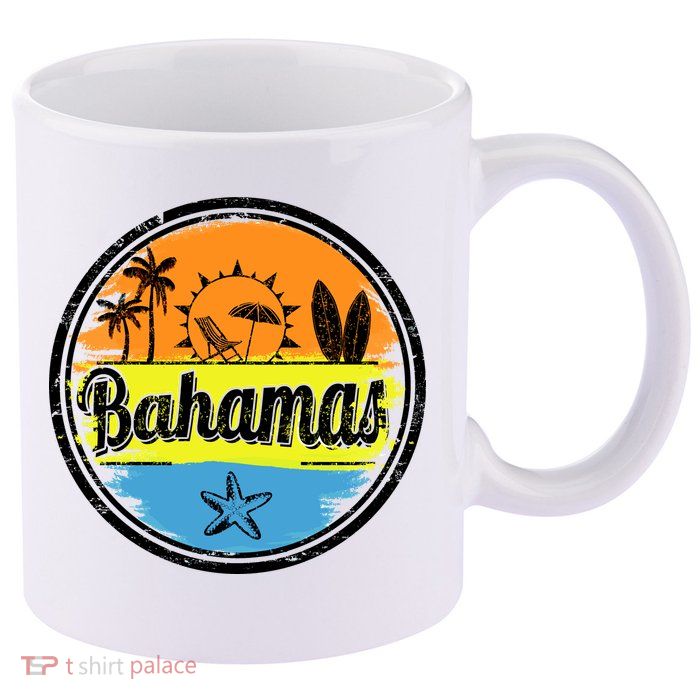 Bahamas Retro Circle 11oz C Handle Ceramic Mug