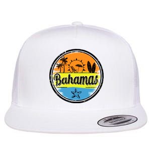 Bahamas Retro Circle Flat Bill Trucker Hat