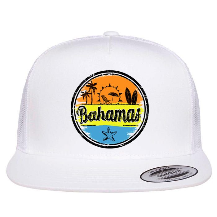 Bahamas Retro Circle Flat Bill Trucker Hat