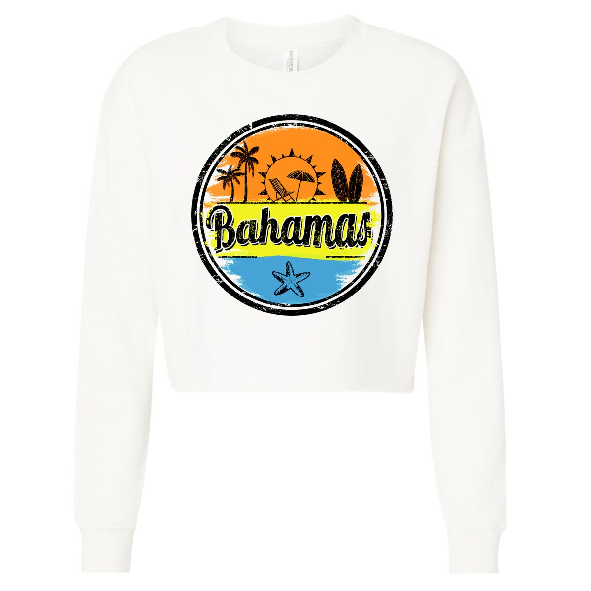 Bahamas Retro Circle Cropped Pullover Crew