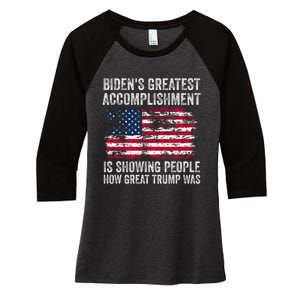 BidenS Accomplishment Is Showing People How Great Trump Was Women's Tri-Blend 3/4-Sleeve Raglan Shirt