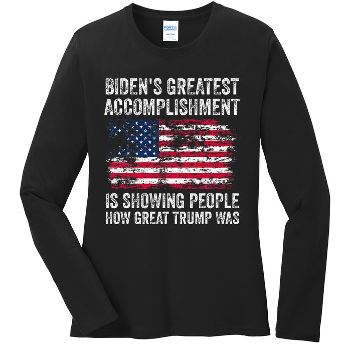 BidenS Accomplishment Is Showing People How Great Trump Was Ladies Long Sleeve Shirt