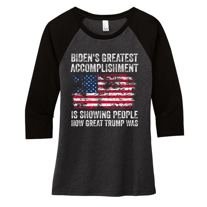 BidenS Accomplishment Is Showing People How Great Trump Was Women's Tri-Blend 3/4-Sleeve Raglan Shirt