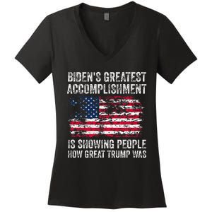 BidenS Accomplishment Is Showing People How Great Trump Was Women's V-Neck T-Shirt