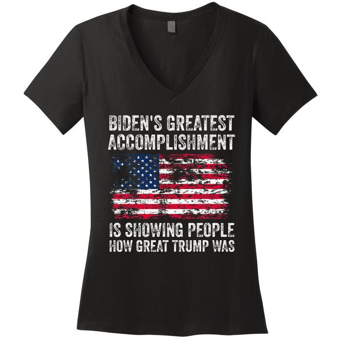 BidenS Accomplishment Is Showing People How Great Trump Was Women's V-Neck T-Shirt