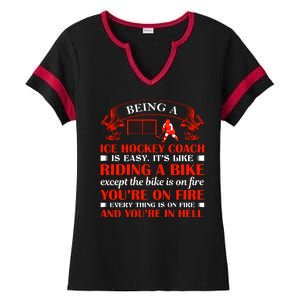 Being A Ice Hockey Coach Is Easy Ladies Halftime Notch Neck Tee