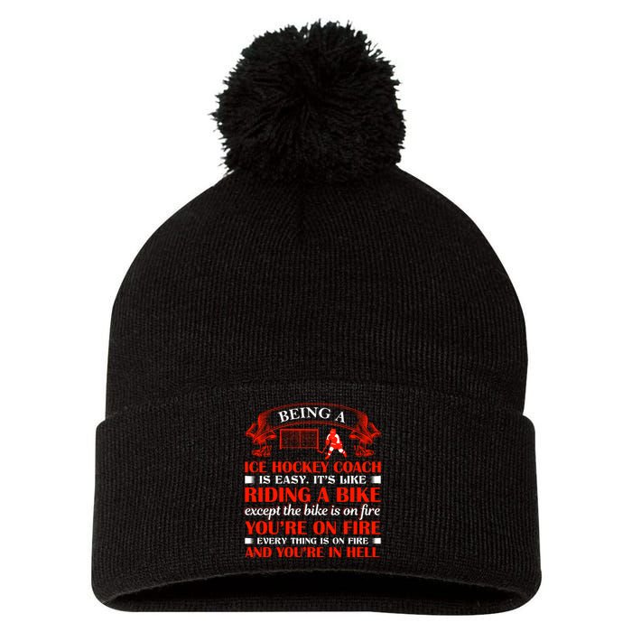 Being A Ice Hockey Coach Is Easy Pom Pom 12in Knit Beanie