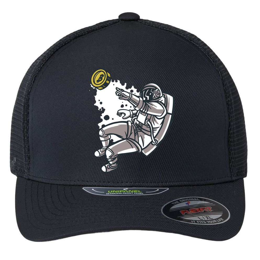 Bitcoin Astronaut In Space Flexfit Unipanel Trucker Cap