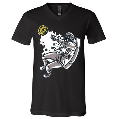 Bitcoin Astronaut In Space V-Neck T-Shirt