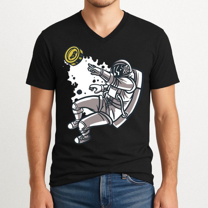 Bitcoin Astronaut In Space V-Neck T-Shirt