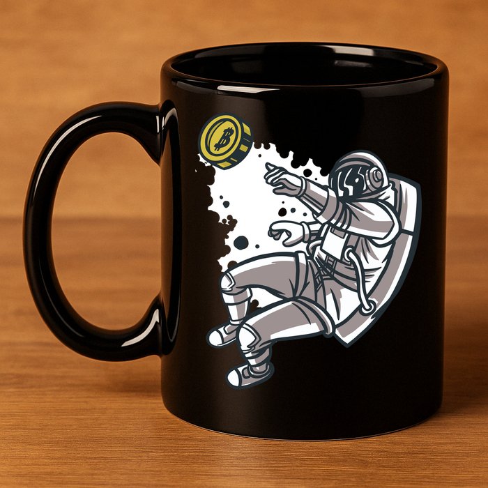 Bitcoin Astronaut In Space 11oz C Handle Ceramic Mug