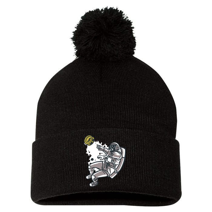 Bitcoin Astronaut In Space Pom Pom 12in Knit Beanie