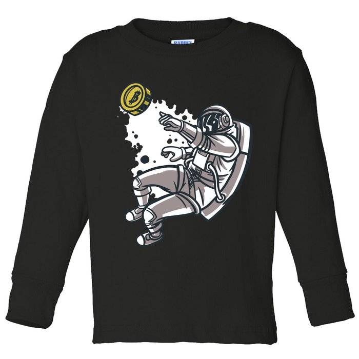 Bitcoin Astronaut In Space Toddler Long Sleeve Shirt