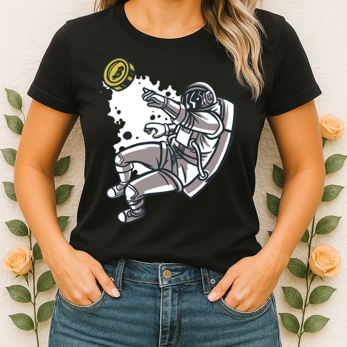 Bitcoin Astronaut In Space Womens T-Shirt