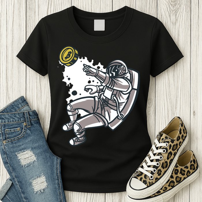 Bitcoin Astronaut In Space Womens T-Shirt