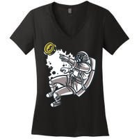 Bitcoin Astronaut In Space Women's V-Neck T-Shirt