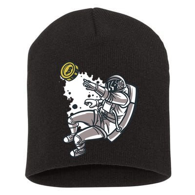 Bitcoin Astronaut In Space Short Acrylic Beanie