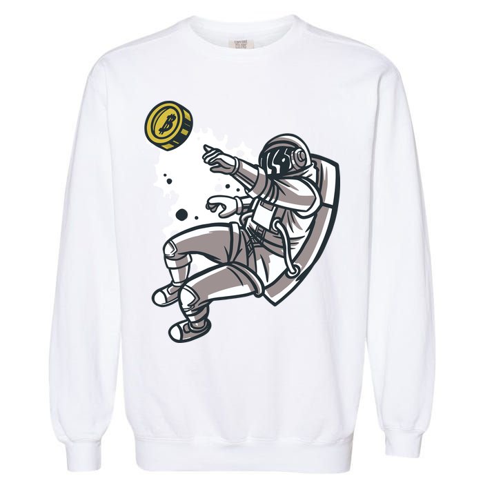 Bitcoin Astronaut In Space Garment-Dyed Sweatshirt
