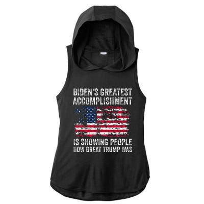 BidenS Accomplishment Is Showing People How Great Trump Was Ladies PosiCharge Tri-Blend Wicking Draft Hoodie Tank