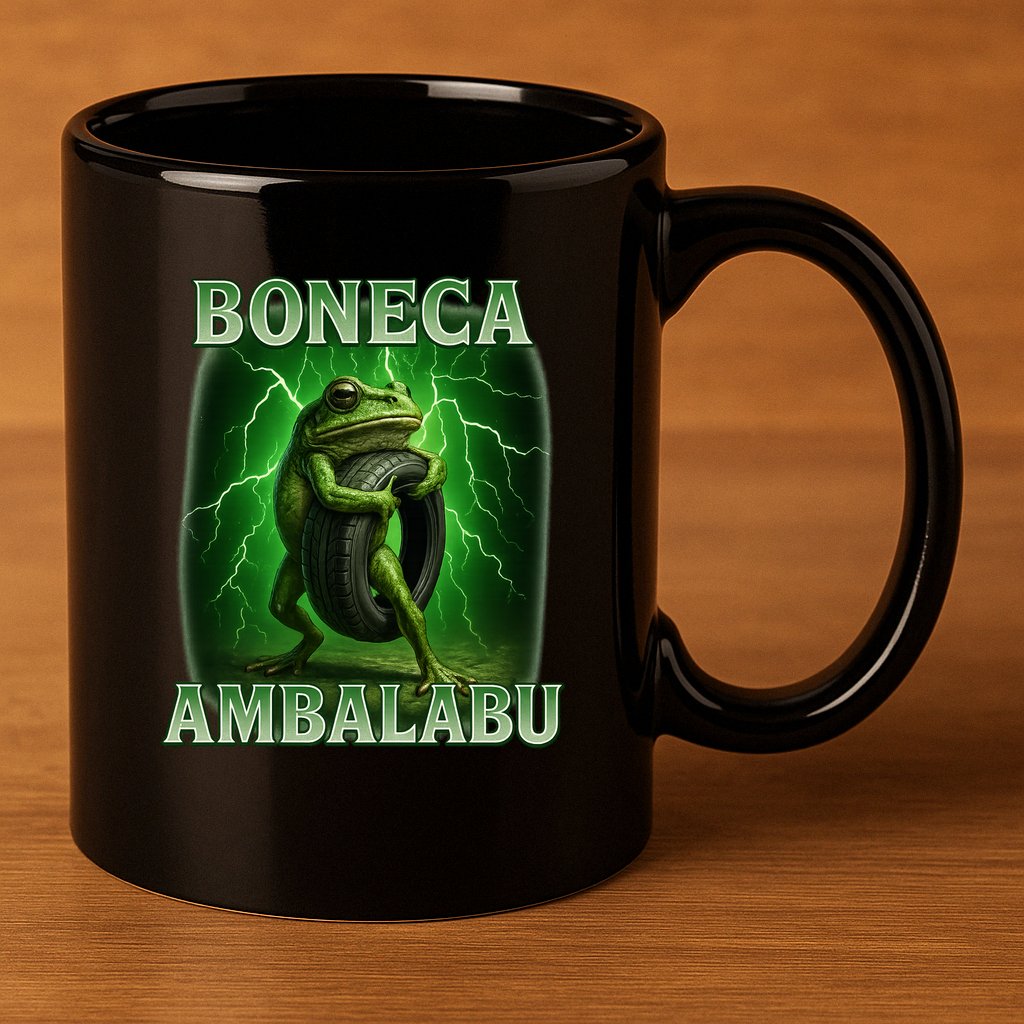 Boneca Ambalabu Italian Brainrot Frog Meme 11oz C Handle Ceramic Mug