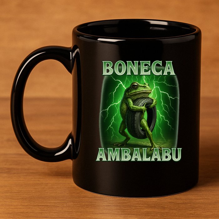Boneca Ambalabu Italian Brainrot Frog Meme 11oz C Handle Ceramic Mug