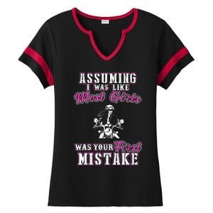 Biker Assuming I Was Like Most Was Your First Mistake Ladies Halftime Notch Neck Tee