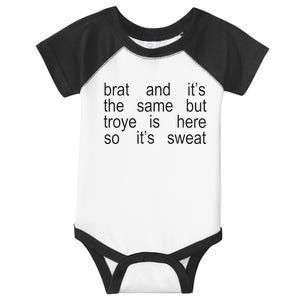 Brat And ItS The Same But Troye Is Here So ItS Sweat Infant Baby Jersey Bodysuit