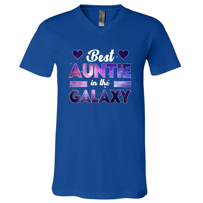 Best Auntie In The Galaxy Happy Parents Day Tie Dye Gift V-Neck T-Shirt