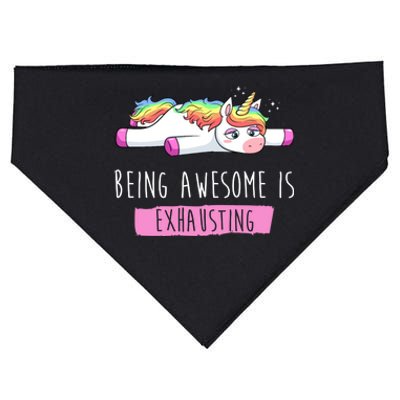 Being Awesome Is Exhausting Funny Unicorn USA-Made Doggie Bandana