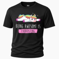 Being Awesome Is Exhausting Funny Unicorn Performance Shirt