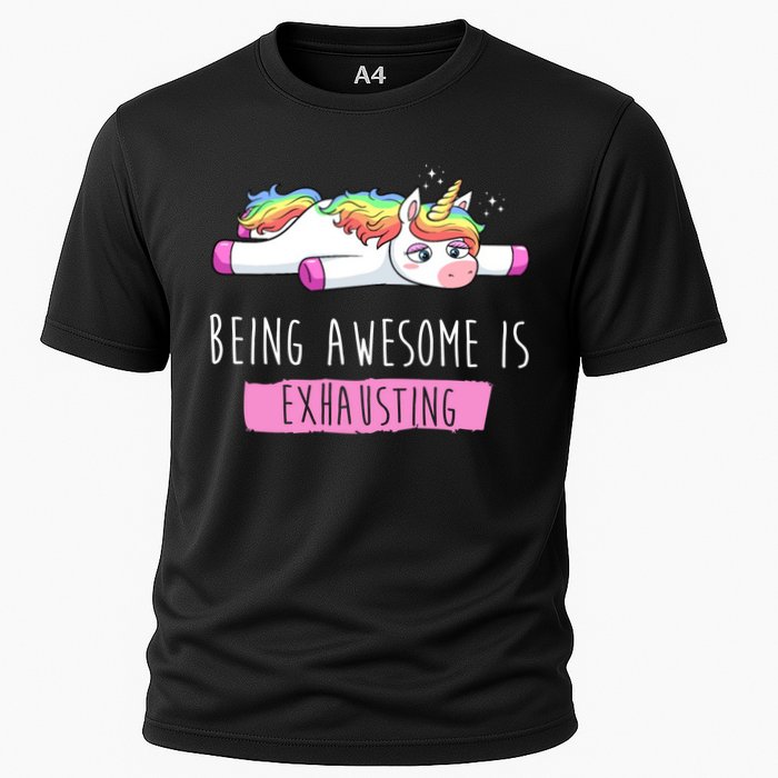 Being Awesome Is Exhausting Funny Unicorn Performance Shirt
