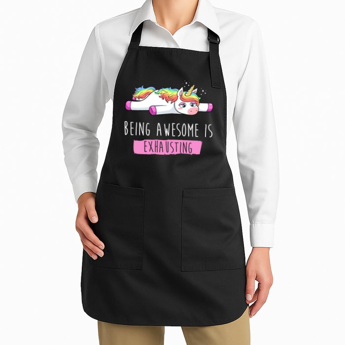 Being Awesome Is Exhausting Funny Unicorn Apron