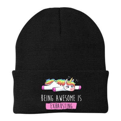 Being Awesome Is Exhausting Funny Unicorn Beanie