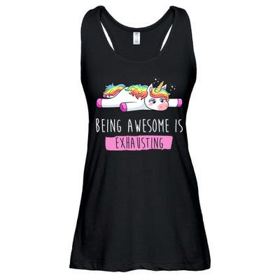 Being Awesome Is Exhausting Funny Unicorn Ladies Essential Flowy Tank