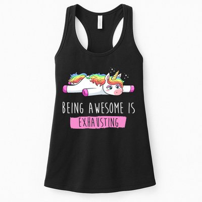 Being Awesome Is Exhausting Funny Unicorn Womens Tank Top