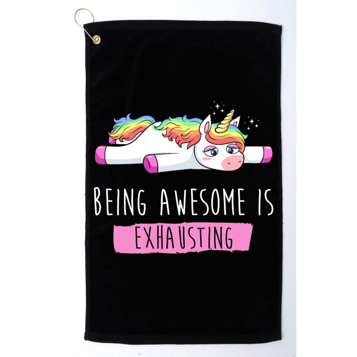 Being Awesome Is Exhausting Funny Unicorn Golf Towel