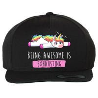 Being Awesome Is Exhausting Funny Unicorn Wool Snapback Cap