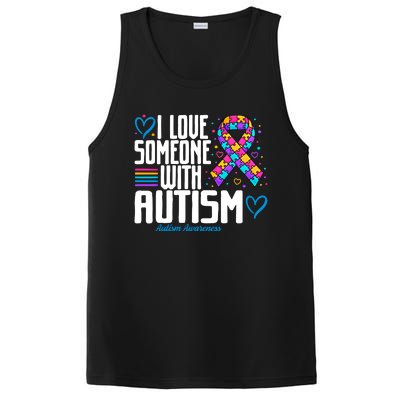 Blue Autism I Love Someone With Autism Awareness Funny Gift PosiCharge Competitor Tank