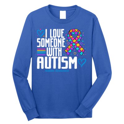 Blue Autism I Love Someone With Autism Awareness Funny Gift Long Sleeve Shirt