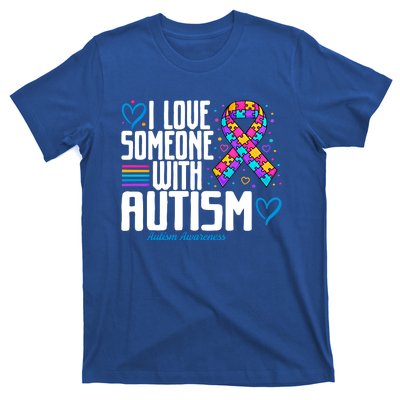 Blue Autism I Love Someone With Autism Awareness Funny Gift T-Shirt