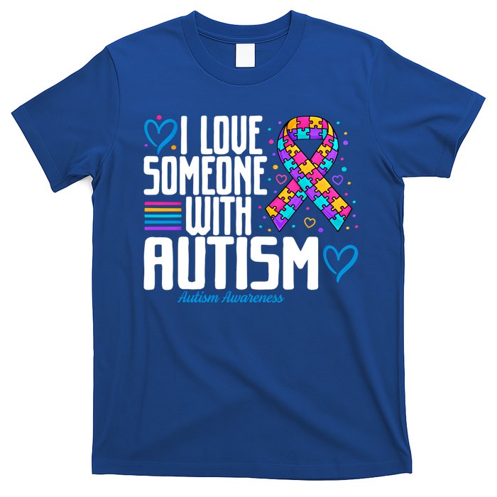 Blue Autism I Love Someone With Autism Awareness Funny Gift T-Shirt