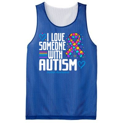 Blue Autism I Love Someone With Autism Awareness Funny Gift Mesh Reversible Basketball Jersey Tank