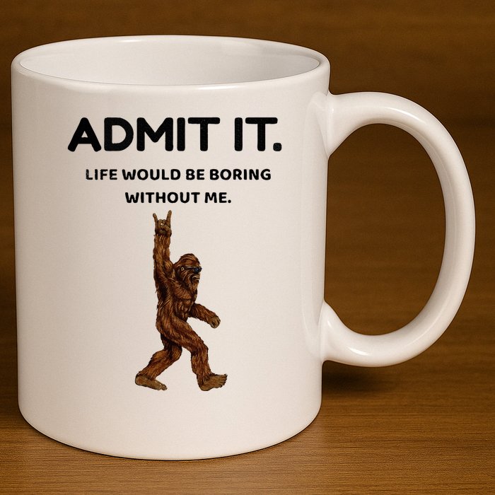 Bigfoot Admit It Life Would Be Boring Without Me 11oz C Handle Ceramic Mug